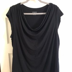 Black cowl neck cap sleeve shirt, size 18/20
